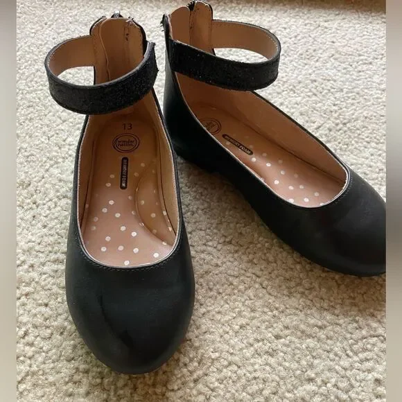 Wonder Nation Little and Big Girl Ballet Flats with Ankle Strap Size 13 - Picture 1 of 6
